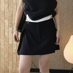 Structured high-waisted mini skirt with inner shorts lining