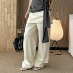 High-waisted Tencel cotton wide-leg pants in relaxed draped silhouette