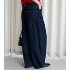 Retro high waisted back cross stitched jeans