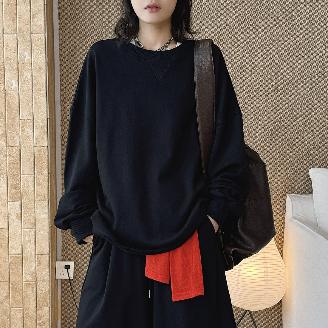 oversized long sleeve sweatshirt cotton loose fit crew neck pullover casual top