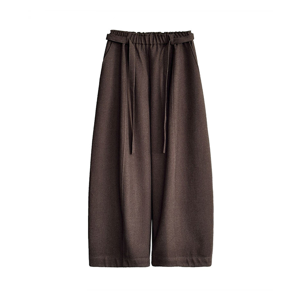 Retro high waist slimming wide leg casual curved knife pants