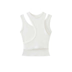 Fake two piece patchwork irregular vest tank top
