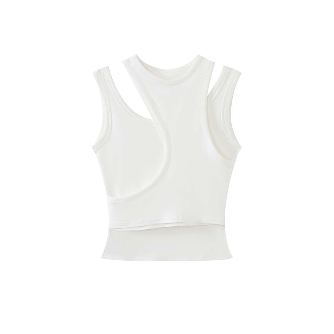 Fake two piece patchwork irregular vest tank top