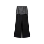 Extremely simple style non removable striped layered casual pants