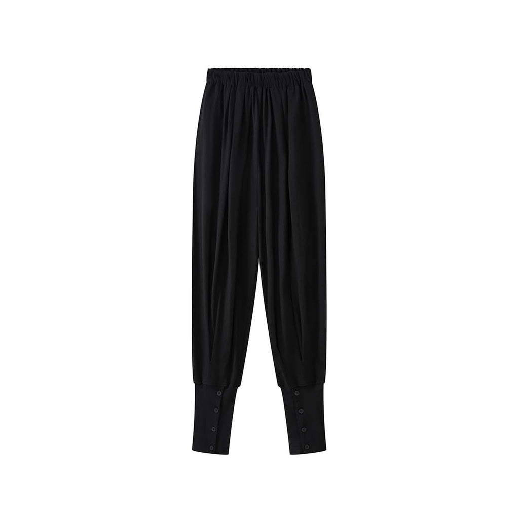Loose fit high waist draped cuffed pants