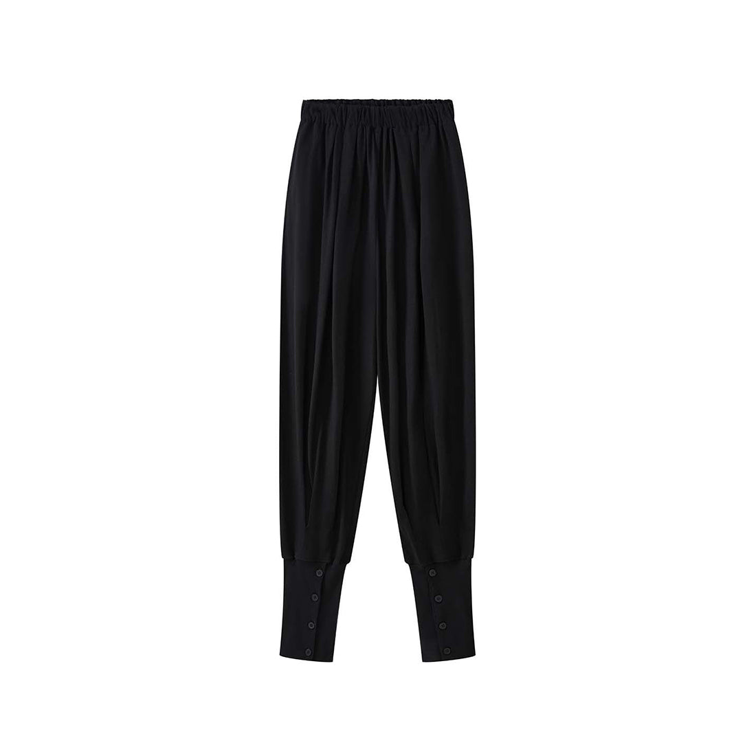 Loose fit high waist draped cuffed pants