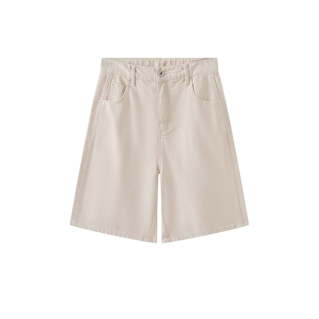 High Waist Loose Fit Denim Bermuda Shorts