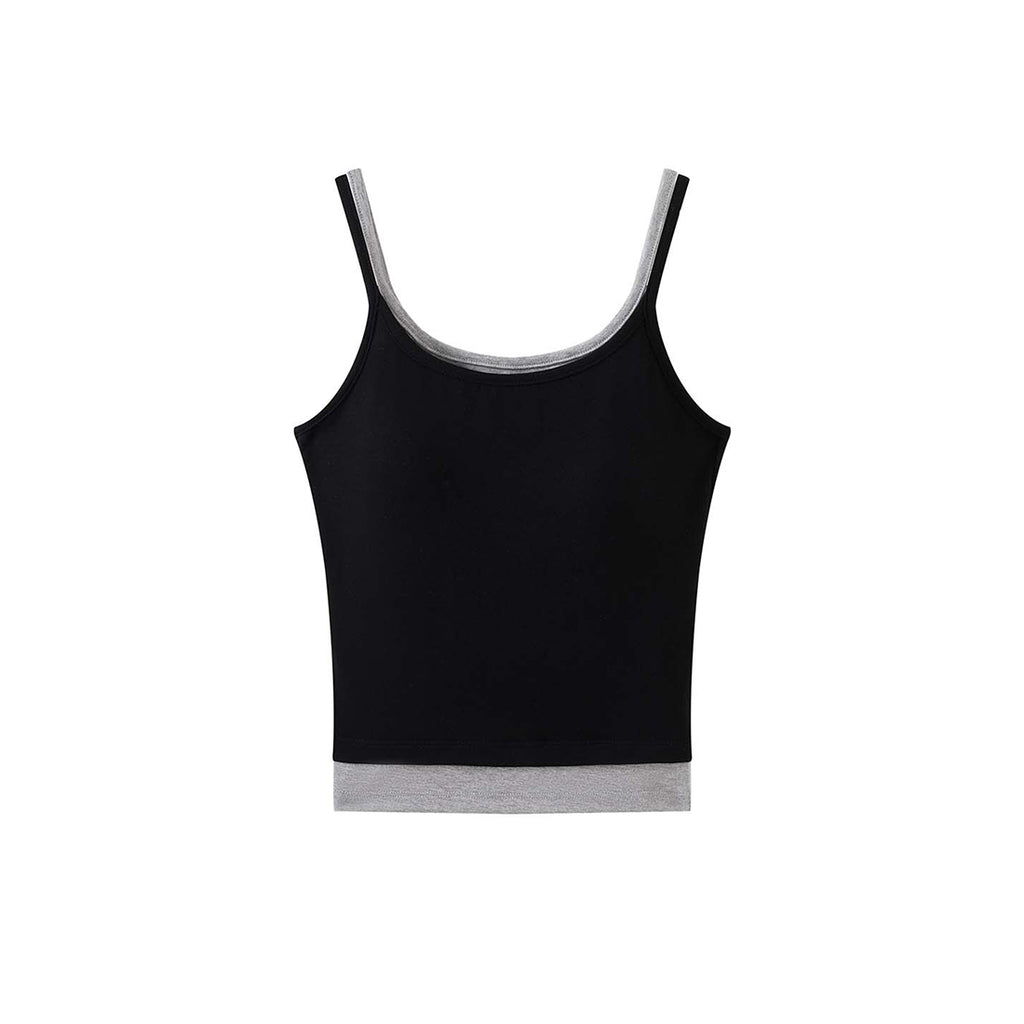 layered tank top slim fit stretchy camisole contrast trim sleeveless top