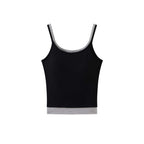 layered tank top slim fit stretchy camisole contrast trim sleeveless top