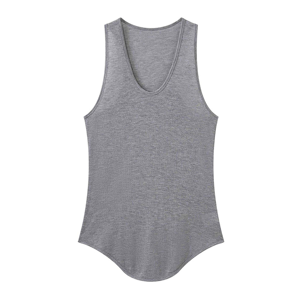 U-neck irregular hem sleeveless slim fit vest top