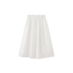 long skirt high waist elastic waist cotton a line midi skirt loose casual solid color skirt
