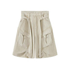 High Waist Wide Leg Denim Shorts with Raw Hem