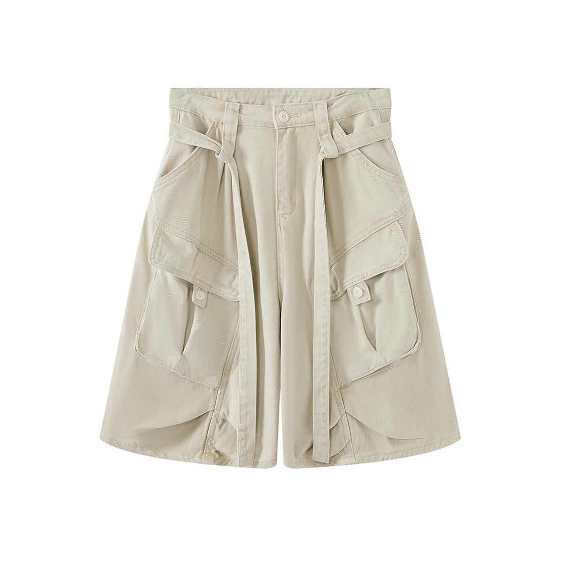 High Waist Wide Leg Denim Shorts with Raw Hem