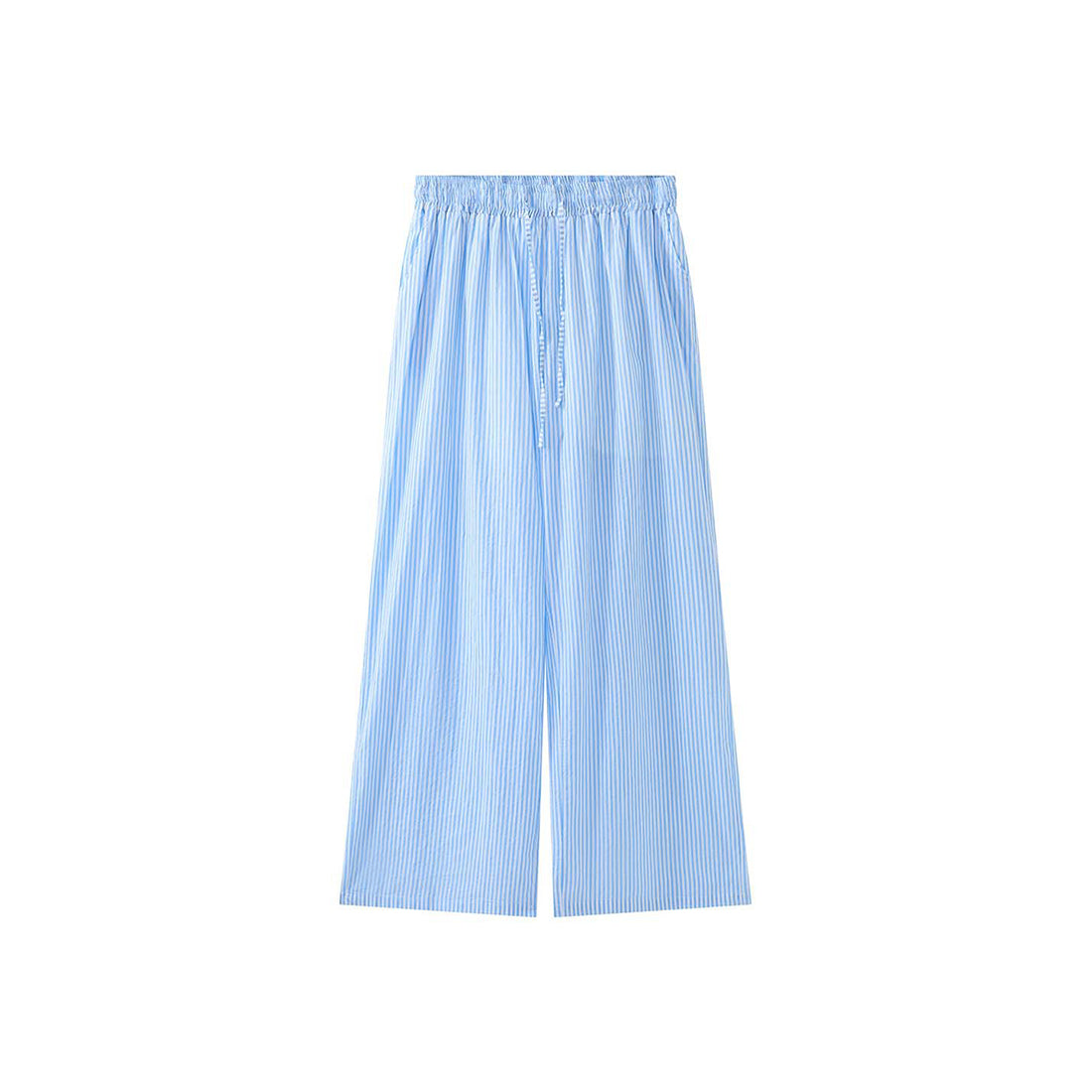 Women’s Blue Striped High Waist Wide Leg Pants