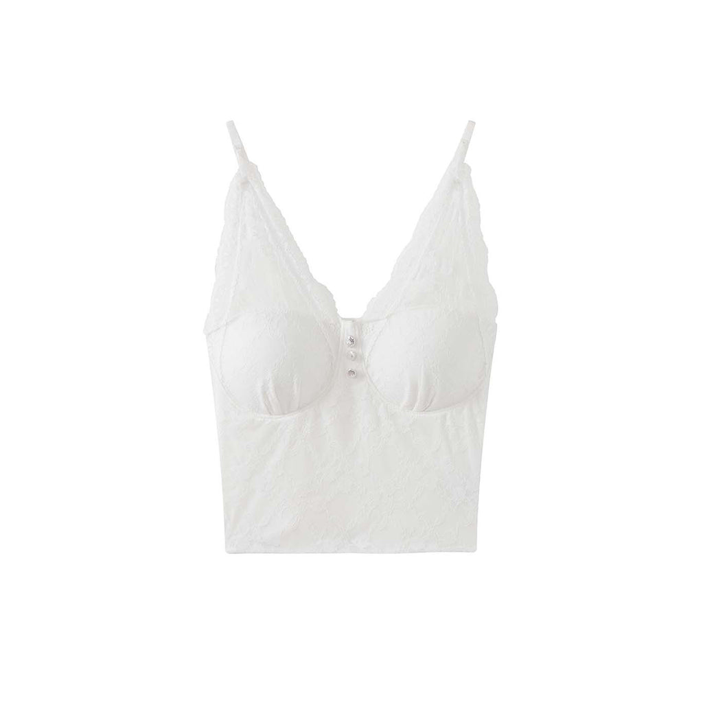 Women’s V-Neck Lace Camisole with Built-in Bra