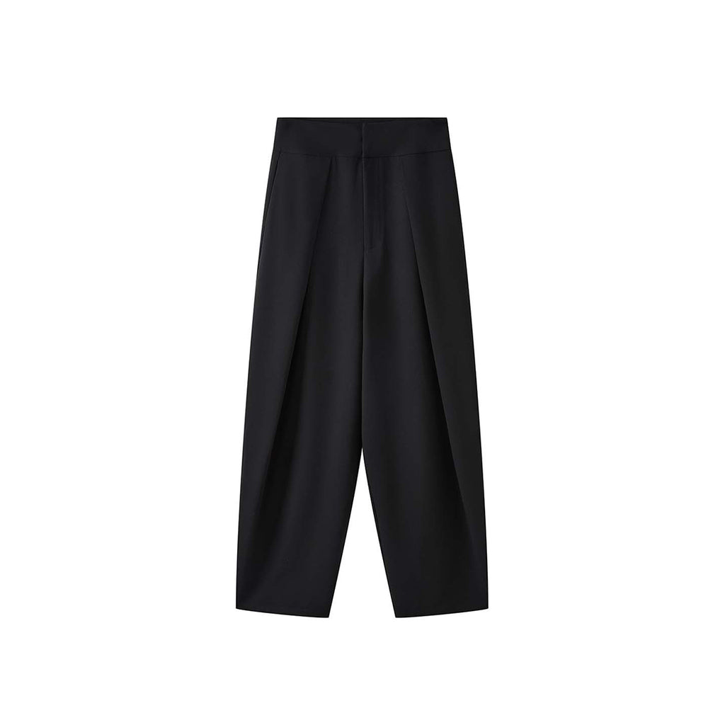 High waist loose fit structured wide leg pants