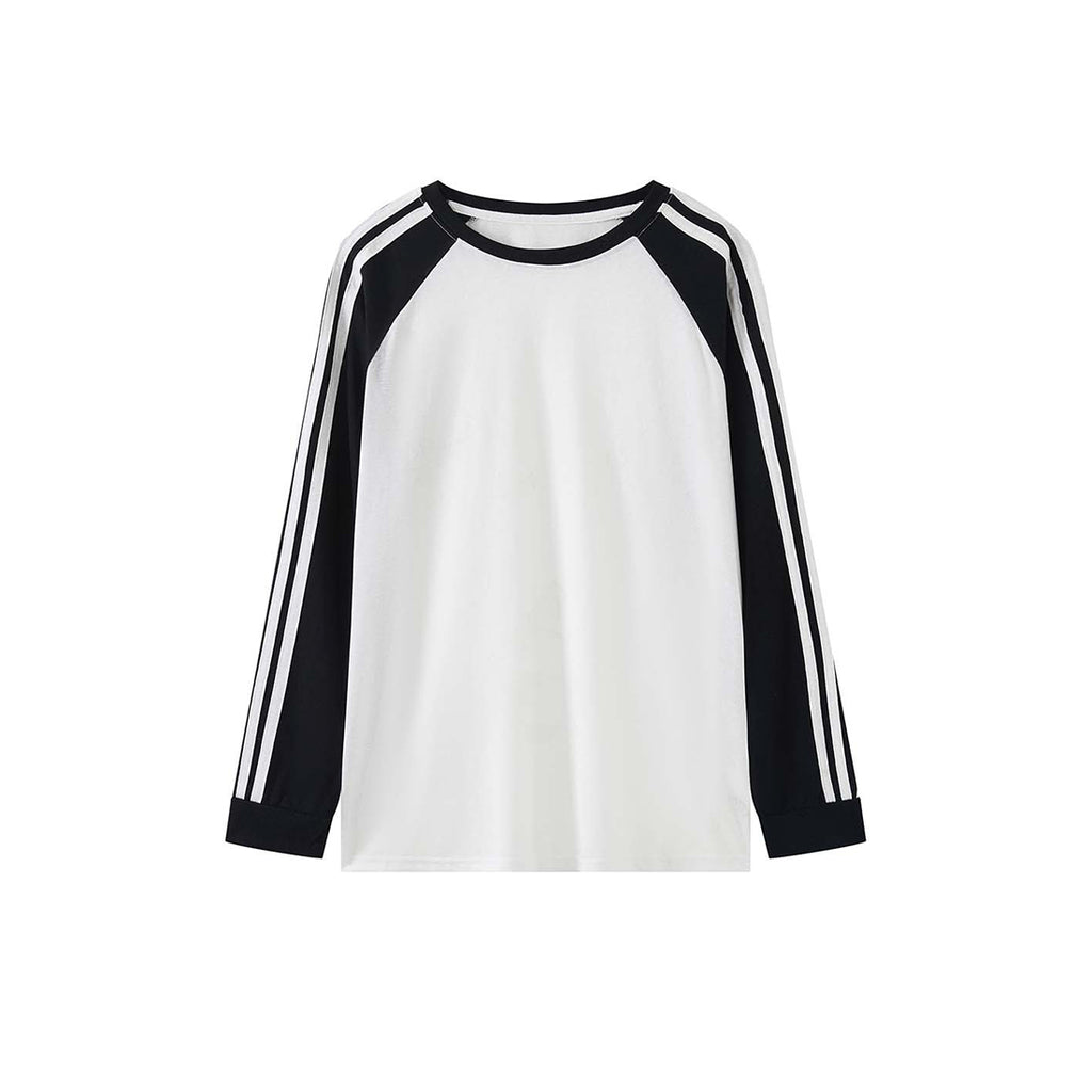 Retro contrasting striped loose T-shirt sunscreen top