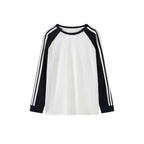 Retro contrasting striped loose T-shirt sunscreen top