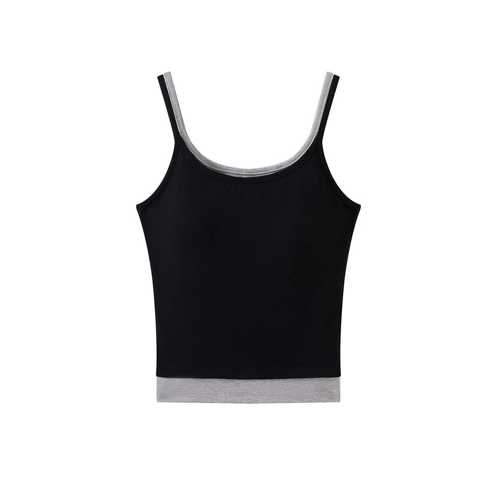 Layered slim fit tank top with stretch fabric and contrast trim