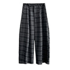 High waisted casual loose plaid wide leg pants