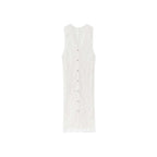 sleeveless long vest lace knit cardigan v neck button down hollow out lightweight layering top