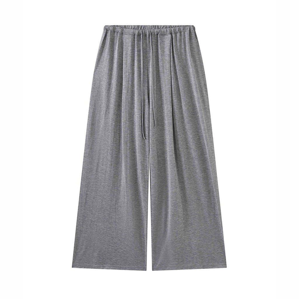 Elastic drawstring loose wide leg pants