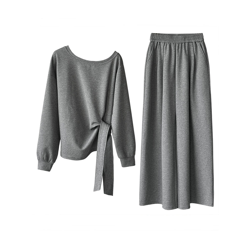 Off shoulder lounge set women loose fit wide leg pants two piece outfit
