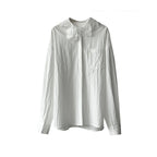 French lace lapel long sleeved button up shirt