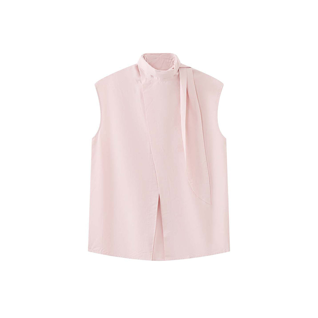 Sleeveless tie neck top women cotton linen loose summer blouse
