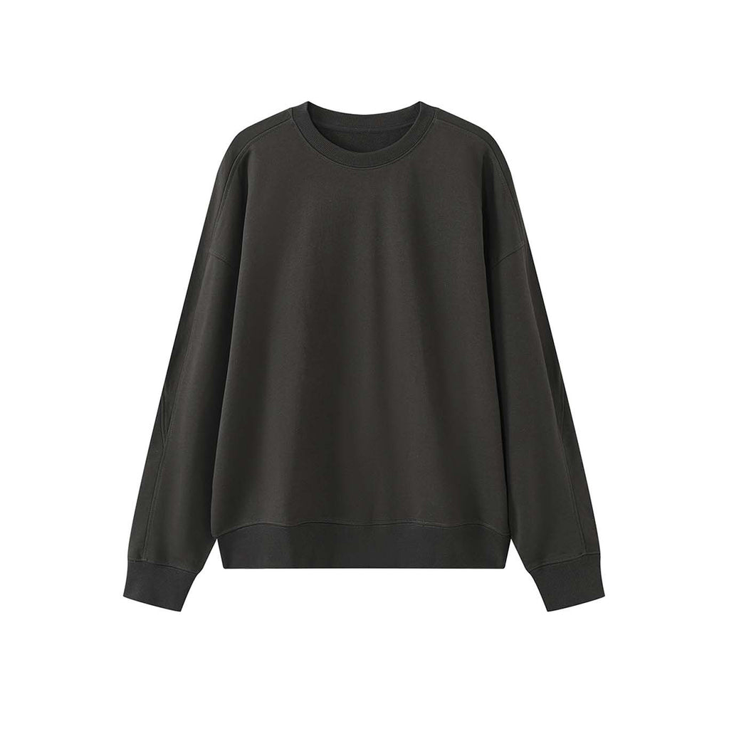 Round neck solid pullover loose long sleeved sweatshirt