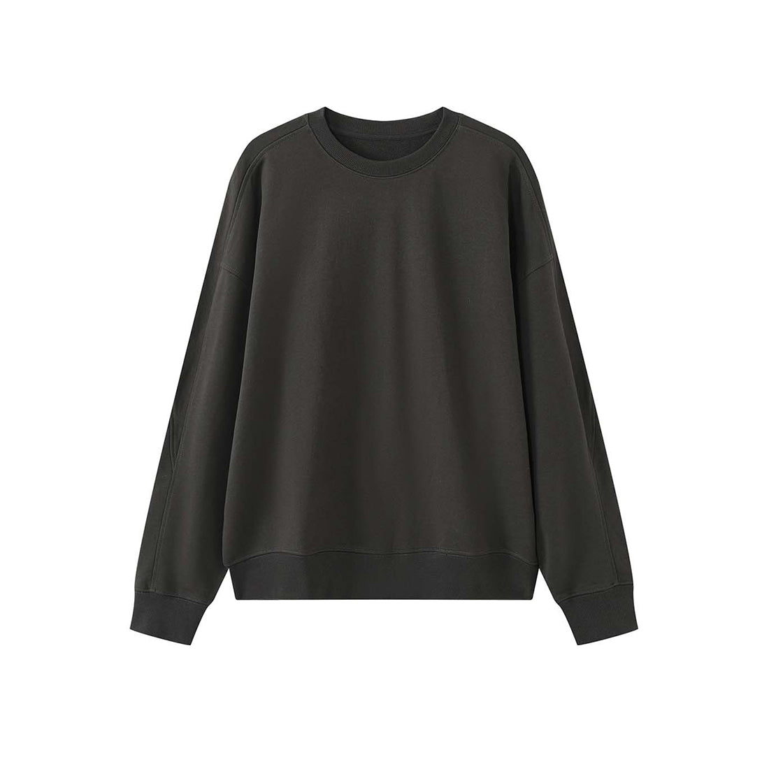 Round neck solid pullover loose long sleeved sweatshirt