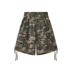 High Waist Camouflage Cargo Shorts Women Vintage Loose Fit Utility Bermuda Shorts