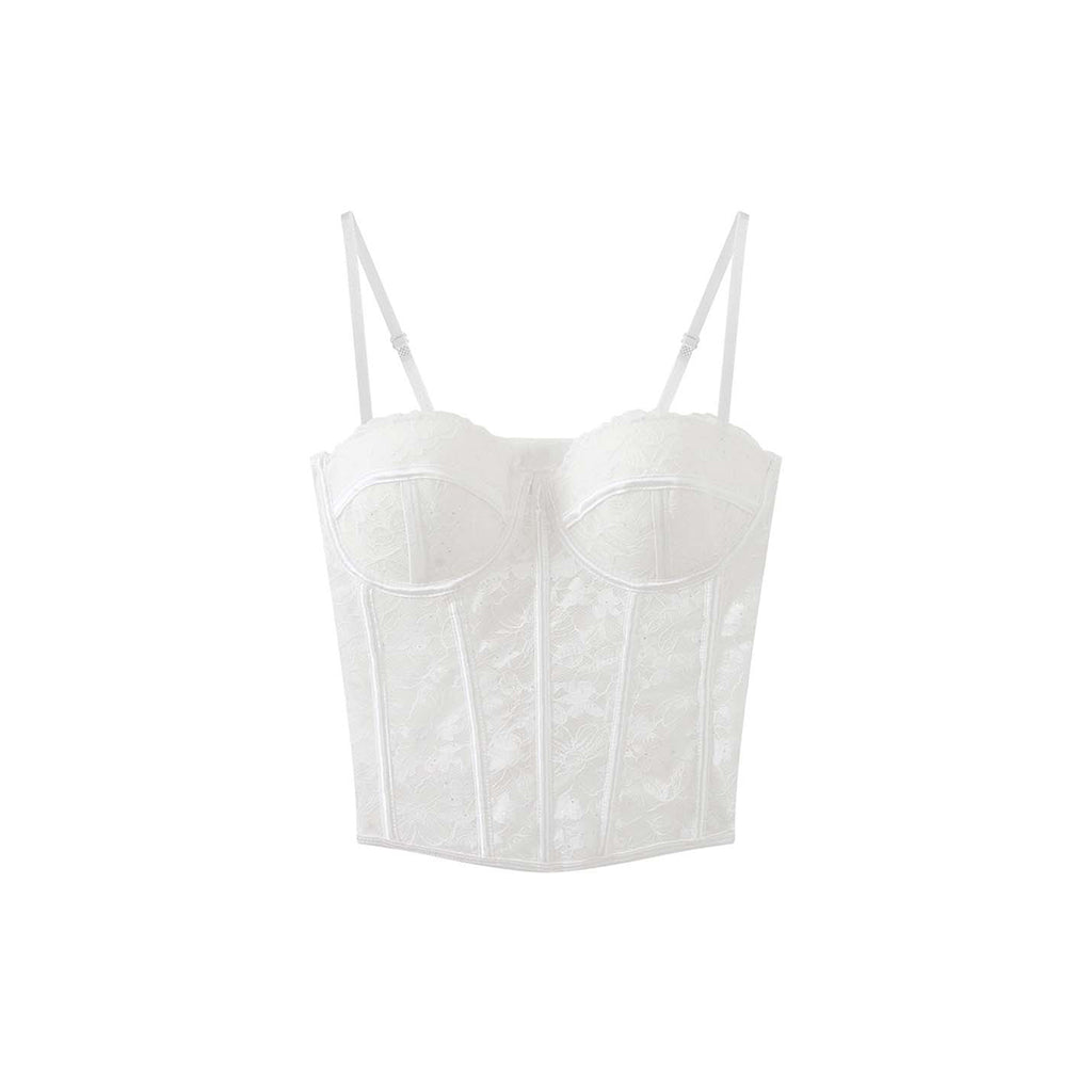 lace corset top bustier slim fit spaghetti strap cropped cami