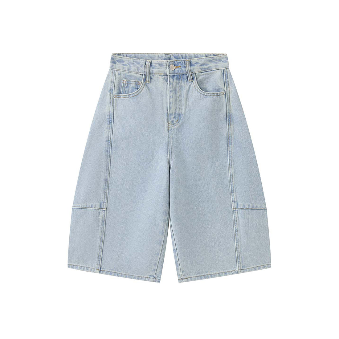 High Waist Cotton Denim Bermuda Shorts Loose Fit Wide Leg Casual Vintage Jeans