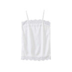 Lace trim cami top with silky stretch fabric for layering or solo wear