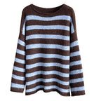 Striped Colorblock Long Sleeve Crewneck Sweater