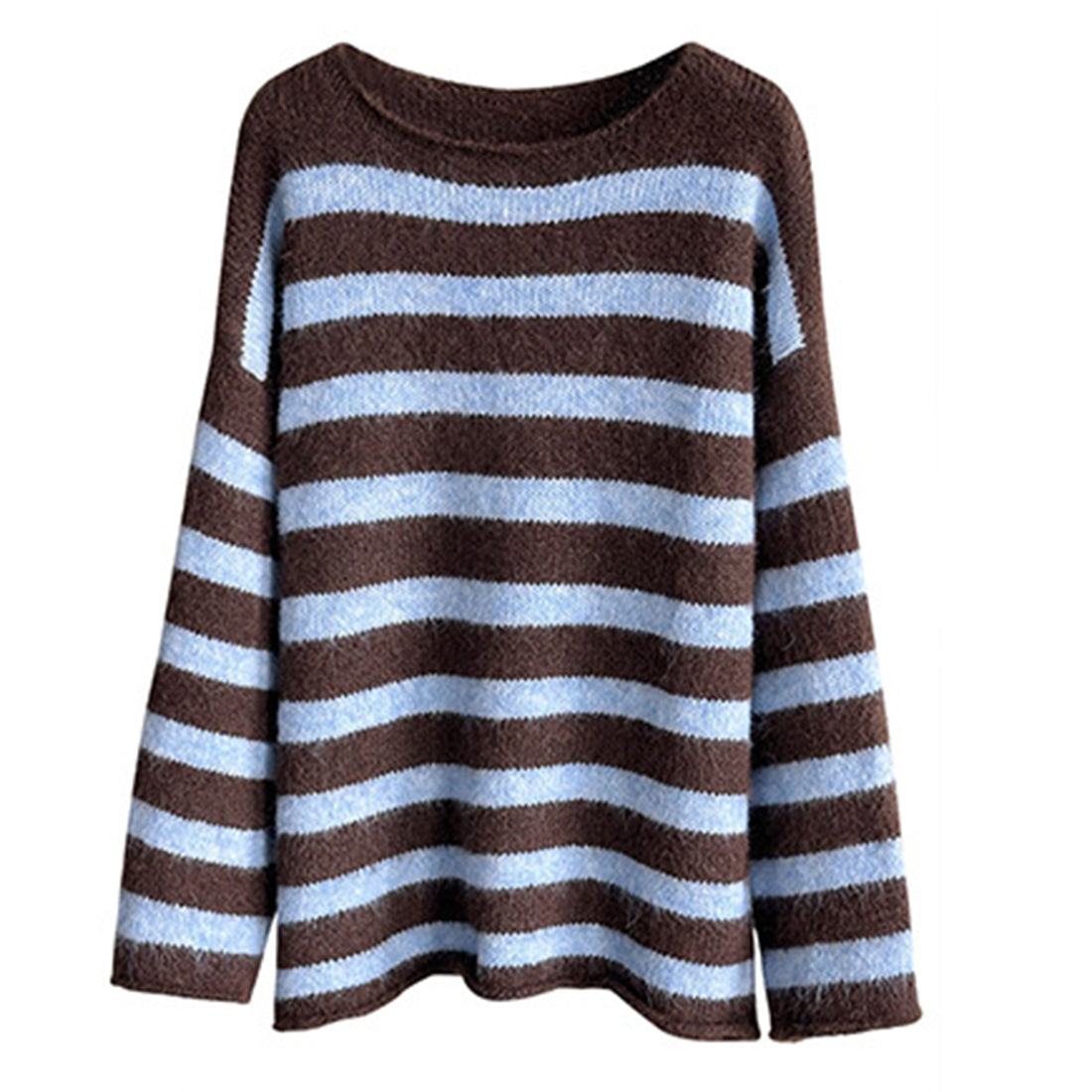 Striped Colorblock Long Sleeve Crewneck Sweater