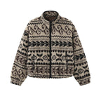 Retro Rolled Leaf Jacquard Lamb Fur Stand-Up Collar Thermal Fluffy Thick Coat