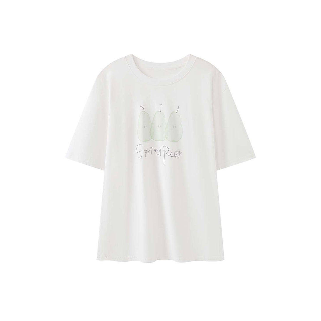 Oversized Spring Pear Graphic Cotton T-Shirt