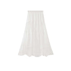 Boho lace embroidered maxi skirt with flowy silhouette and soft lining