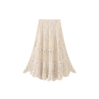 Bohemian hollow knitted half body A-line maxi skirt