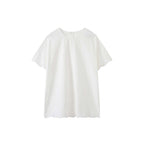 embroidered eyelet blouse loose fit cotton short sleeve lace top hollow out shirt