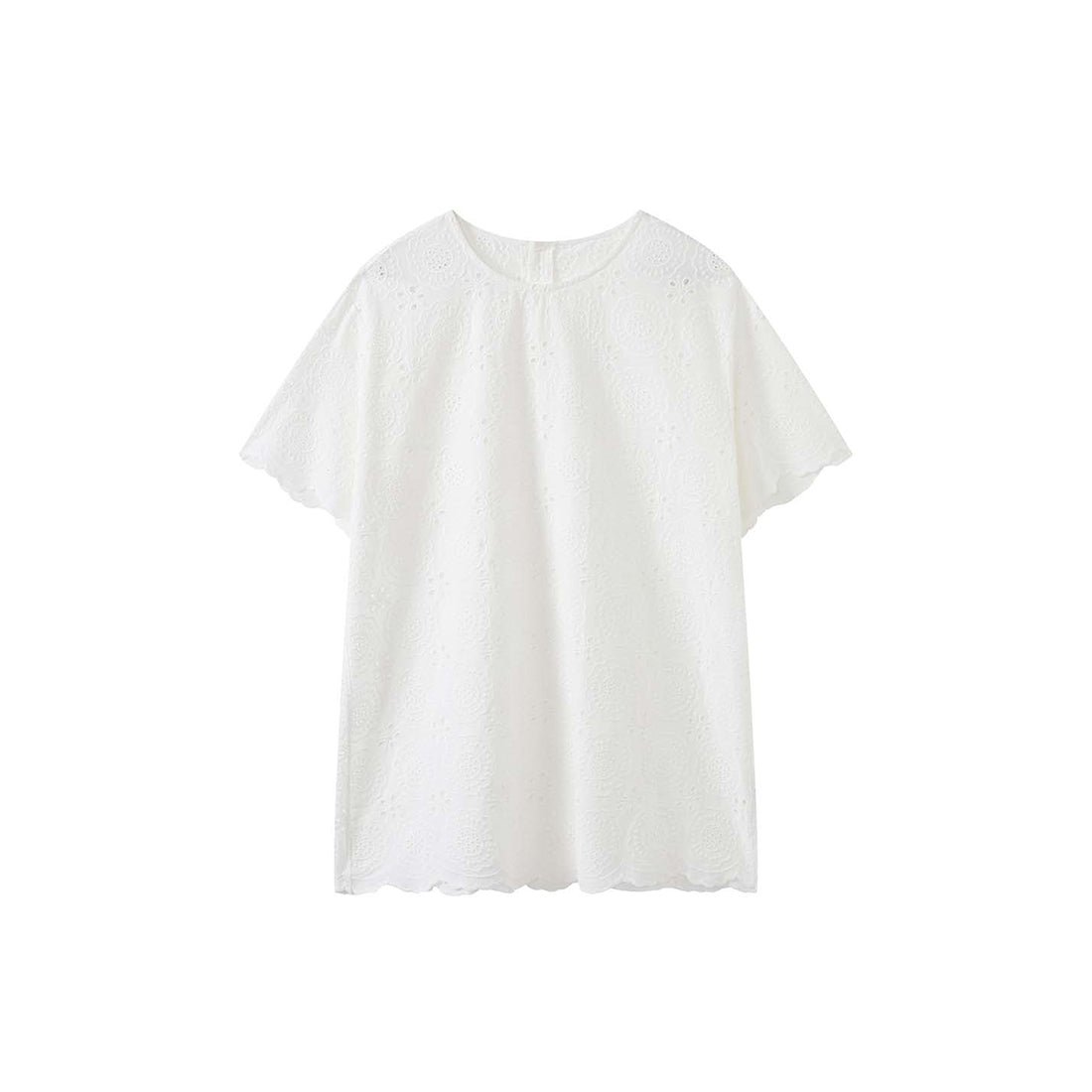 embroidered eyelet blouse loose fit cotton short sleeve lace top hollow out shirt