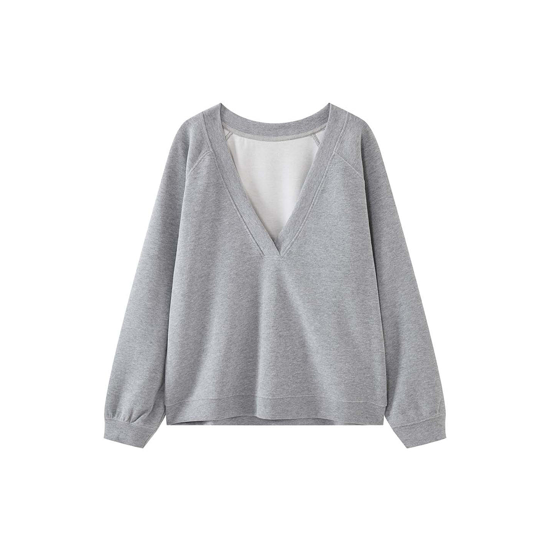 Deep V-neck raglan loose long sleeved sweatshirt