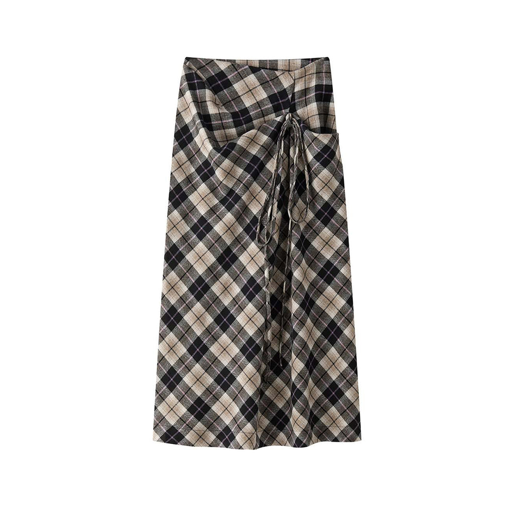 Retro asymmetrical contrasting Haig pattern half skirt