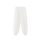 Solid color button tied foot balloon pants