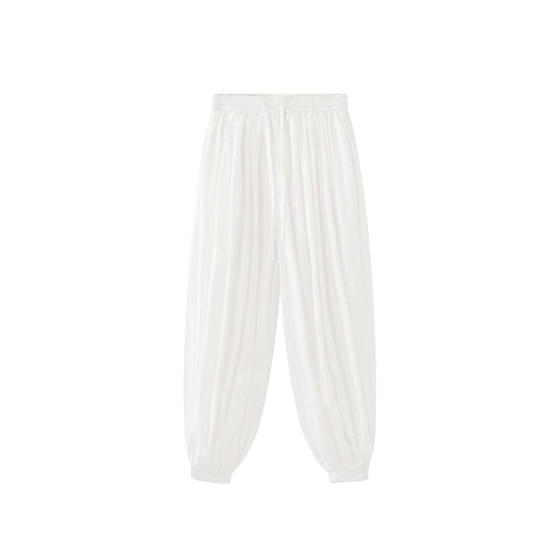 Solid color button tied foot balloon pants