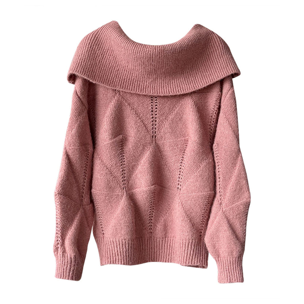 off shoulder lapel knitted loose top sweater