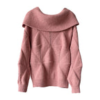 off shoulder lapel knitted loose top sweater