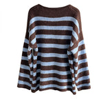 Striped Colorblock Long Sleeve Crewneck Sweater